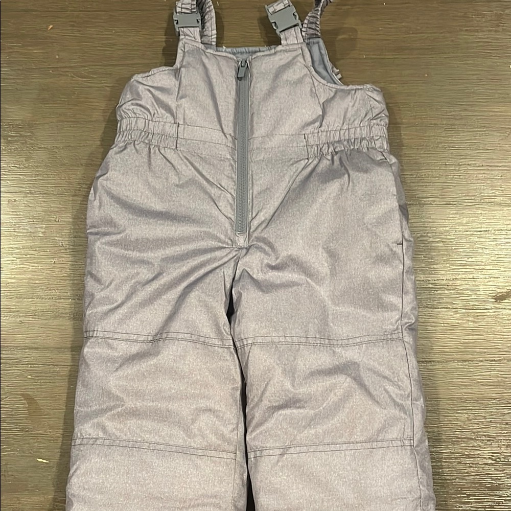 Kids Gray Snow Bib Overalls with Adjustable Straps